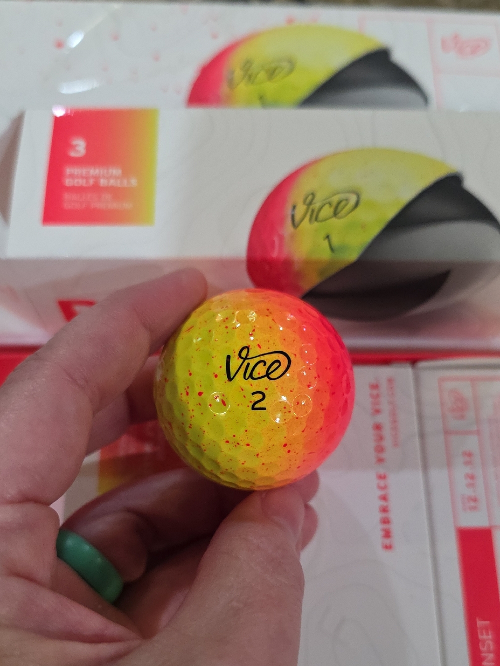 Vice Pro Neon Sunset Golf Balls - Yellow Pink Gradient (Dozen) - Picture 5 of 6